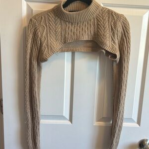 Almost Famous Tan Cable Knit Shrug Sweater